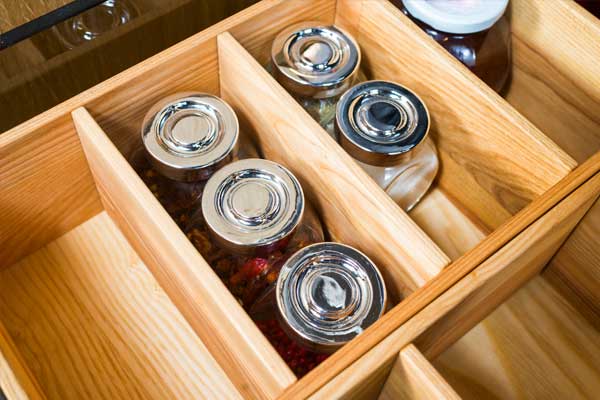 Labeled Bins In Pantry Drawers