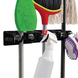 wall mount rack for cleaning supplies