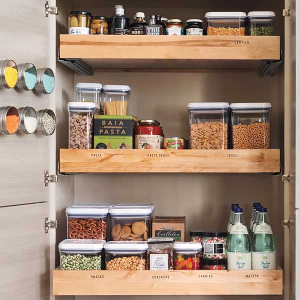 small kitchen pantry sliding shelves