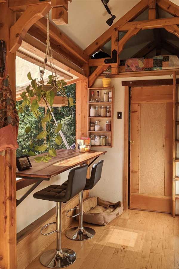 rustic style tiny home interior