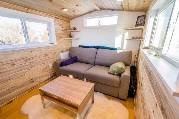 open layout tiny house living room
