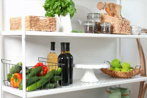 small decluttered pantry shelves