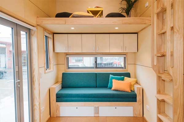 functional tiny house living room design