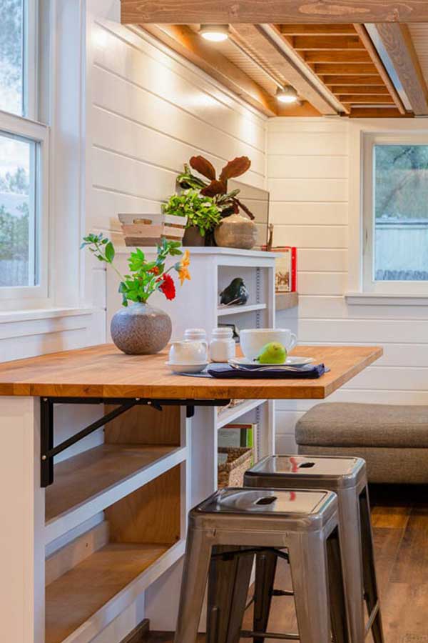 folding dining table in tiny house