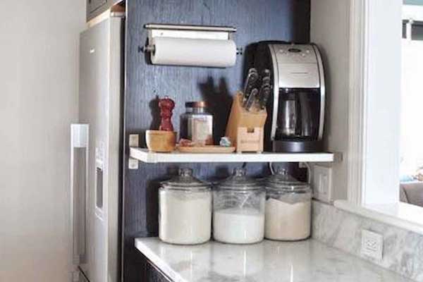 utilize narrow spaces for storage in kitchen