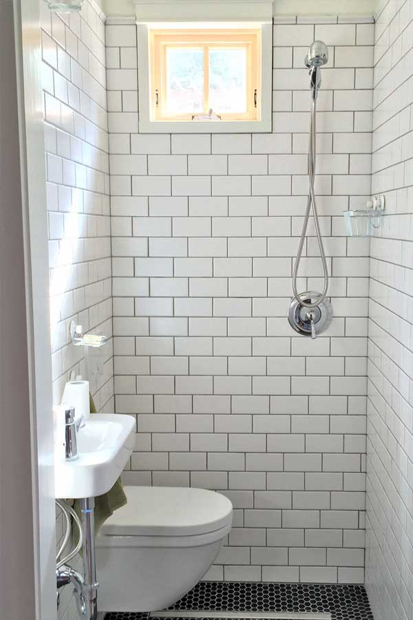 ceramic tile tiny house wet bath