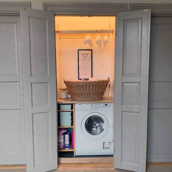 closet space in a small laundry room