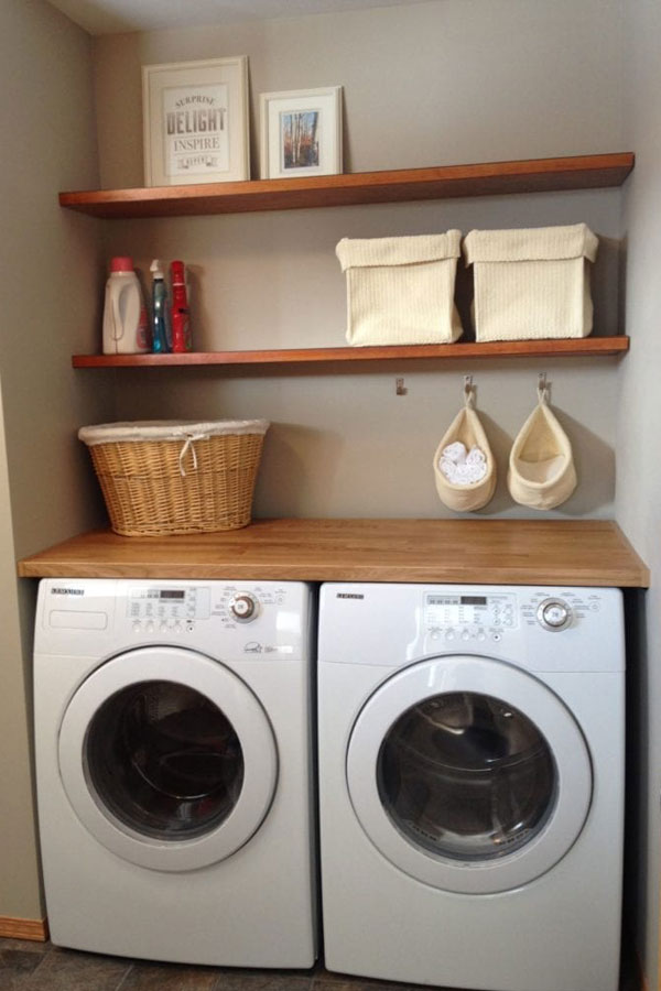 folding station in small laundry room