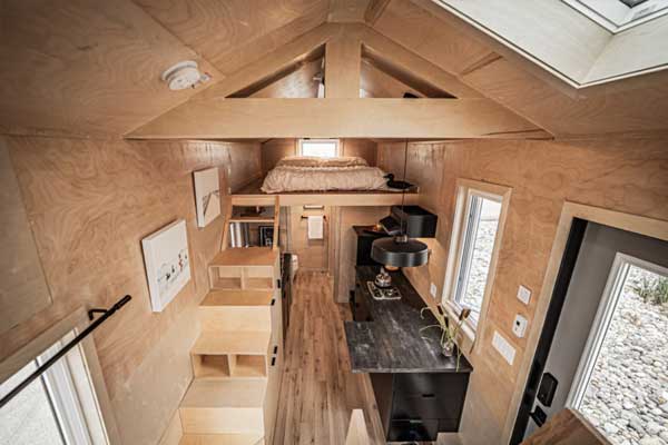 tiny house wood panel ceiling