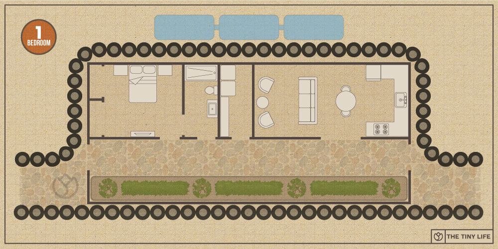 One-Bedroom Earthship Home Floorplan