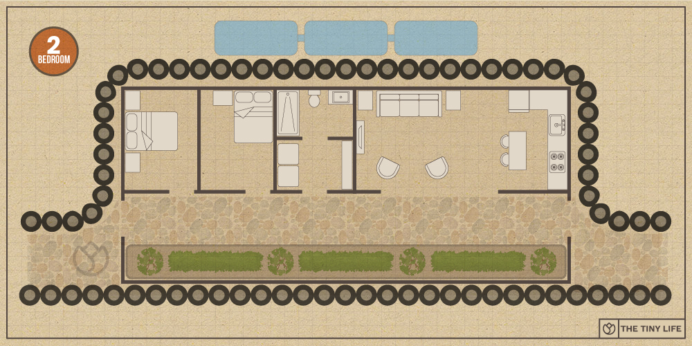 Two-Bedroom Earthship Home Floorplan
