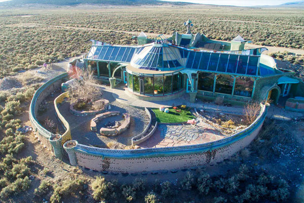 earthship home design with glass