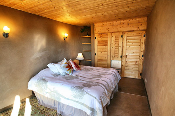 earthship home minimalist bedroom