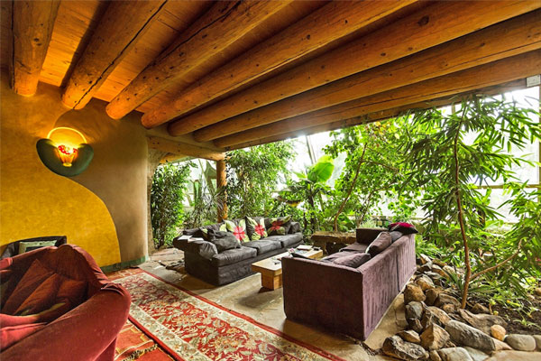 earthship living space extended outdoors