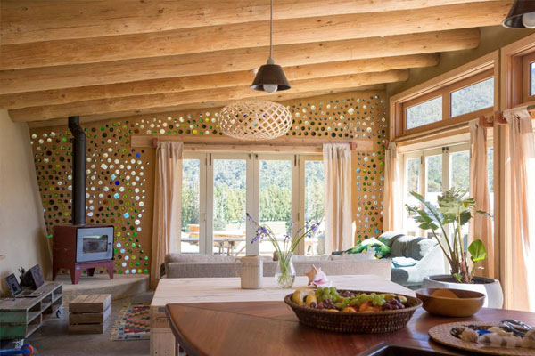 open style earthship living room