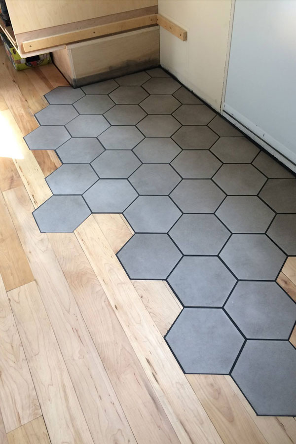 tile on tiny house floor