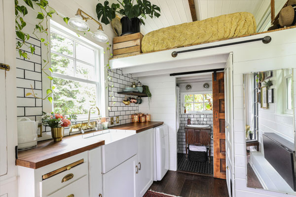 tiny house kitchen with tile