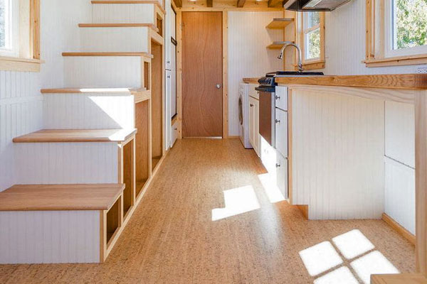 cork flooring in a tiny house
