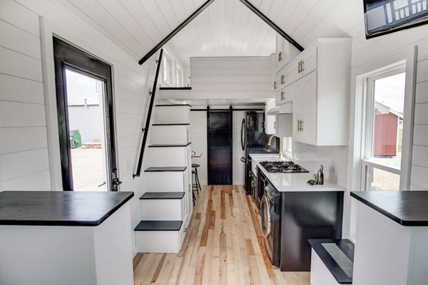 tiny house with luxury vinyl plank flooring