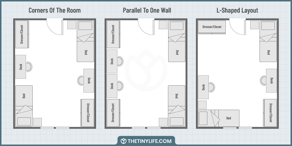 minimalist dorm room beds floorplan