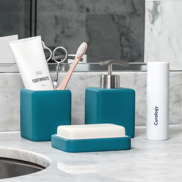 organize bathroom products on top of counters