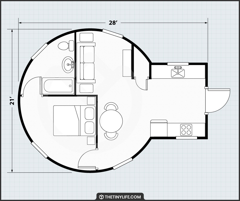 21 Foot Silo Home Floorplan