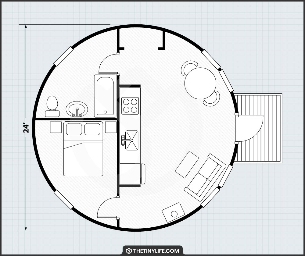 24 Foot Silo Home Floorplan