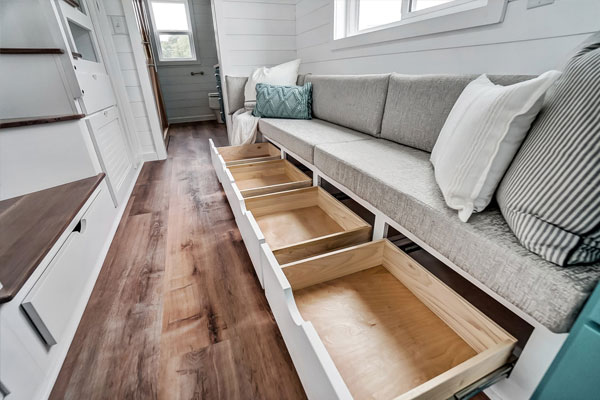 Common Size For Tiny House Storage Couch