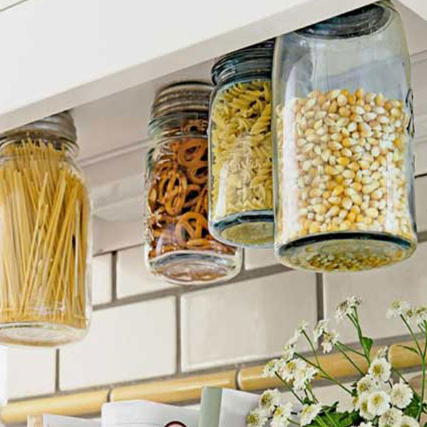 jars mounted under cabinets