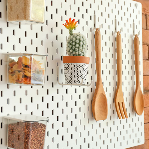 pegboard for shelving in tiny house
