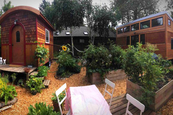 tiny houses with layered landscaping