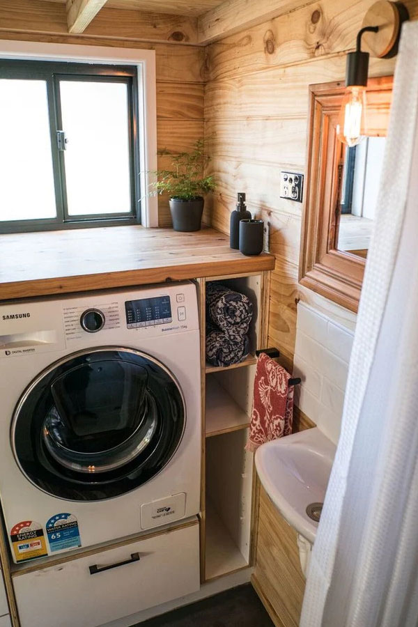 washer dryer combo installed in tiny house