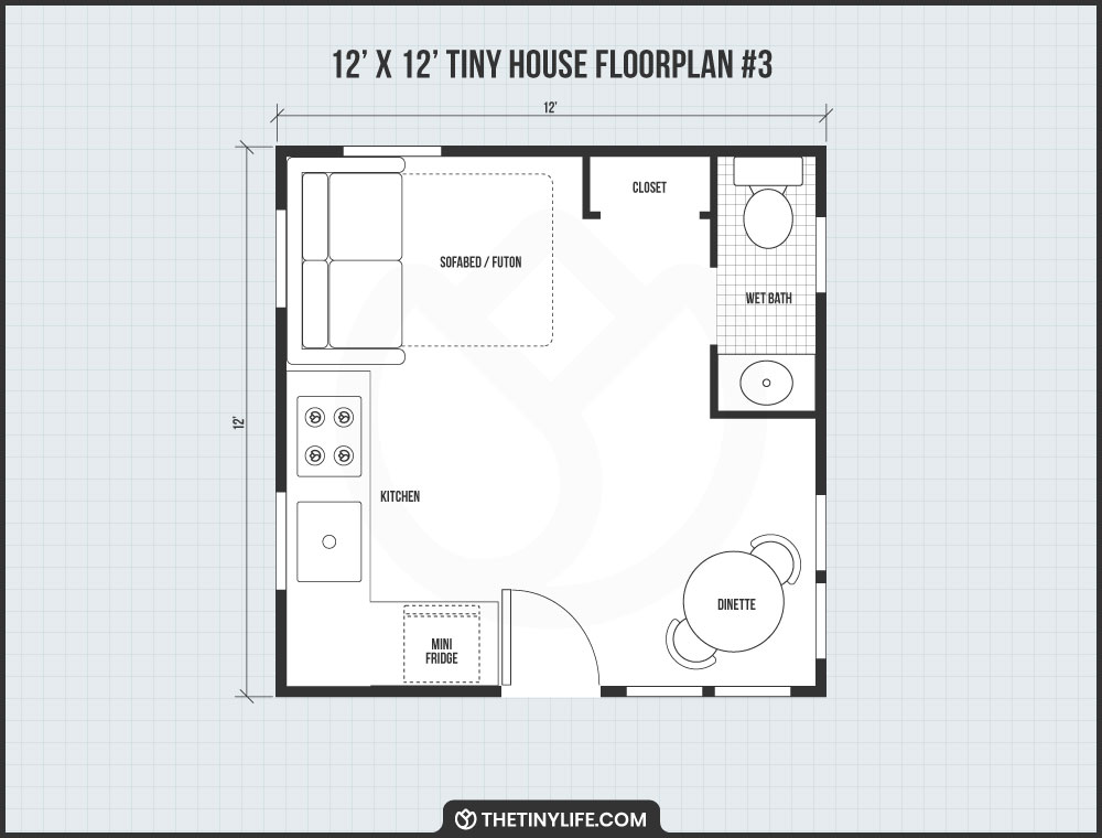 12x12 tiny house floorplan for free