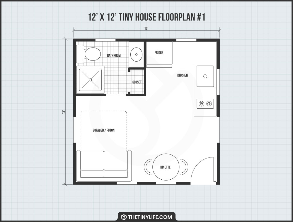 12x12 tiny house floorplan