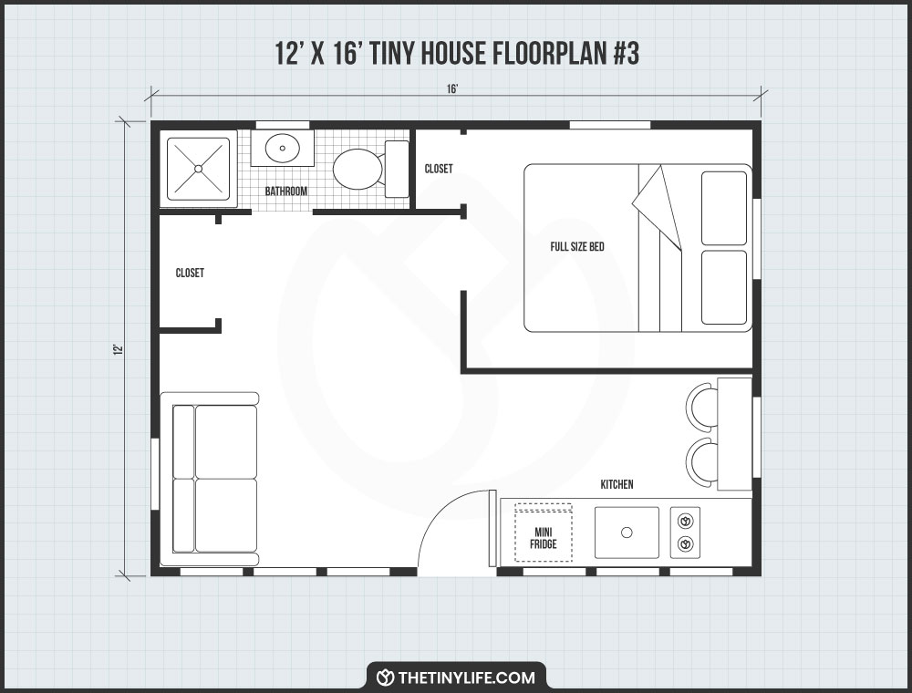 12x16 tiny home floorplan designs