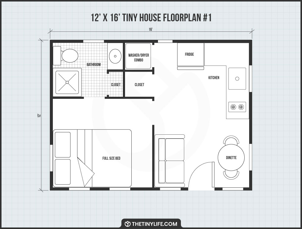 12x16 tiny house floorplan