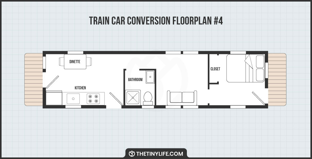 One Bedroom Train Car Floorplan
