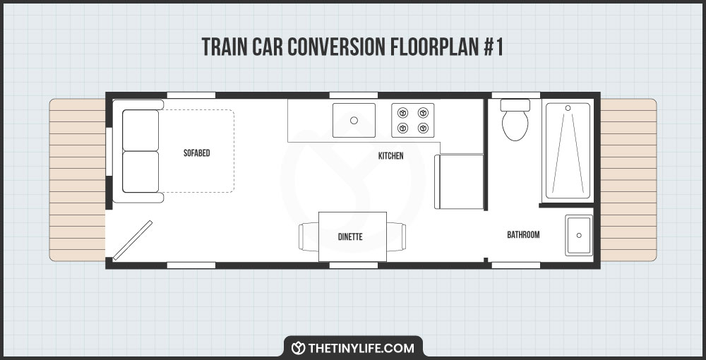Sofa Bed Open Train Car Floorplan