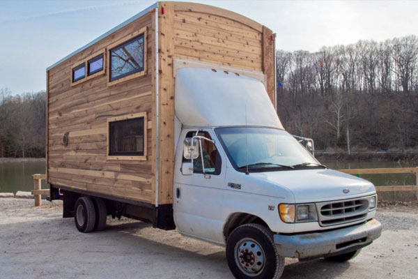converted box truck wood exterior