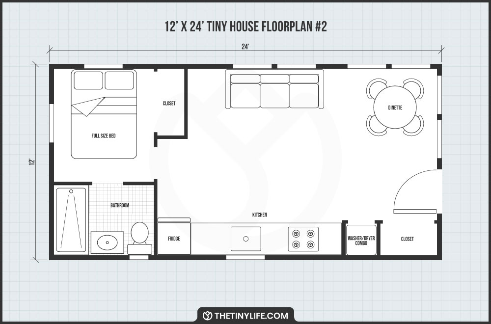 12x24 tiny house open floorplan