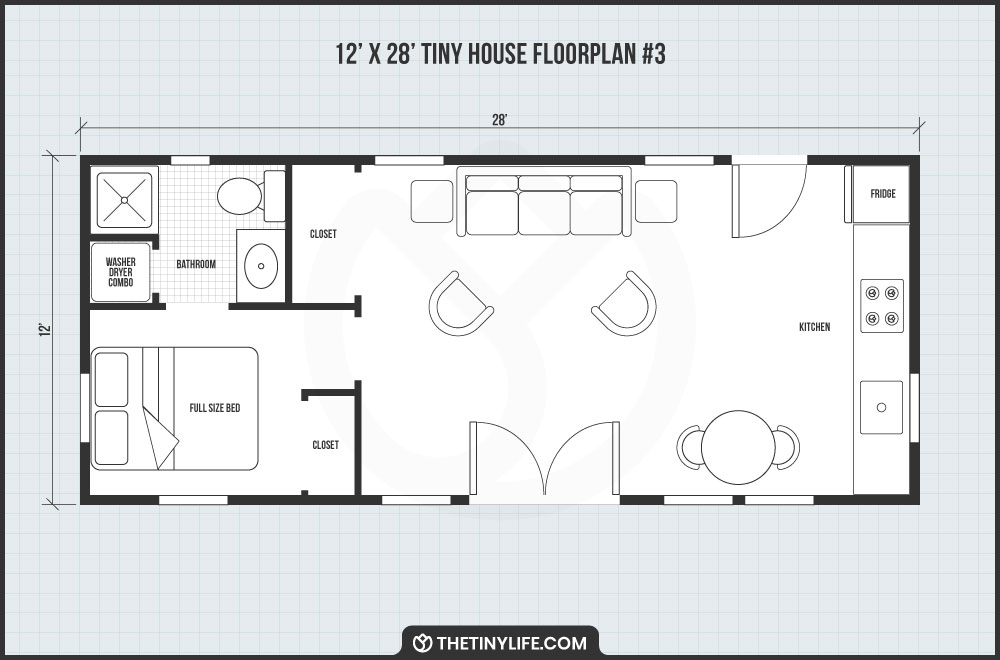 12x28 tiny house open floor plan