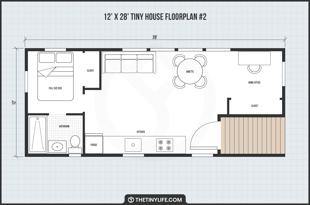 12x28 tiny house with home office