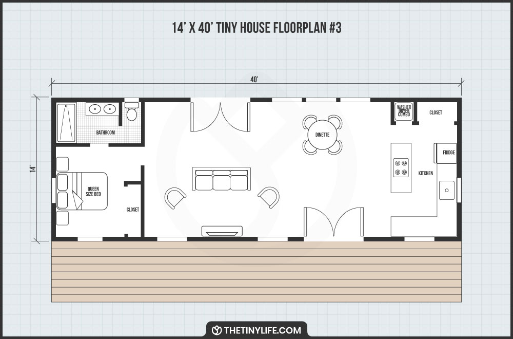 14x40 tiny house one bedroom floorplans