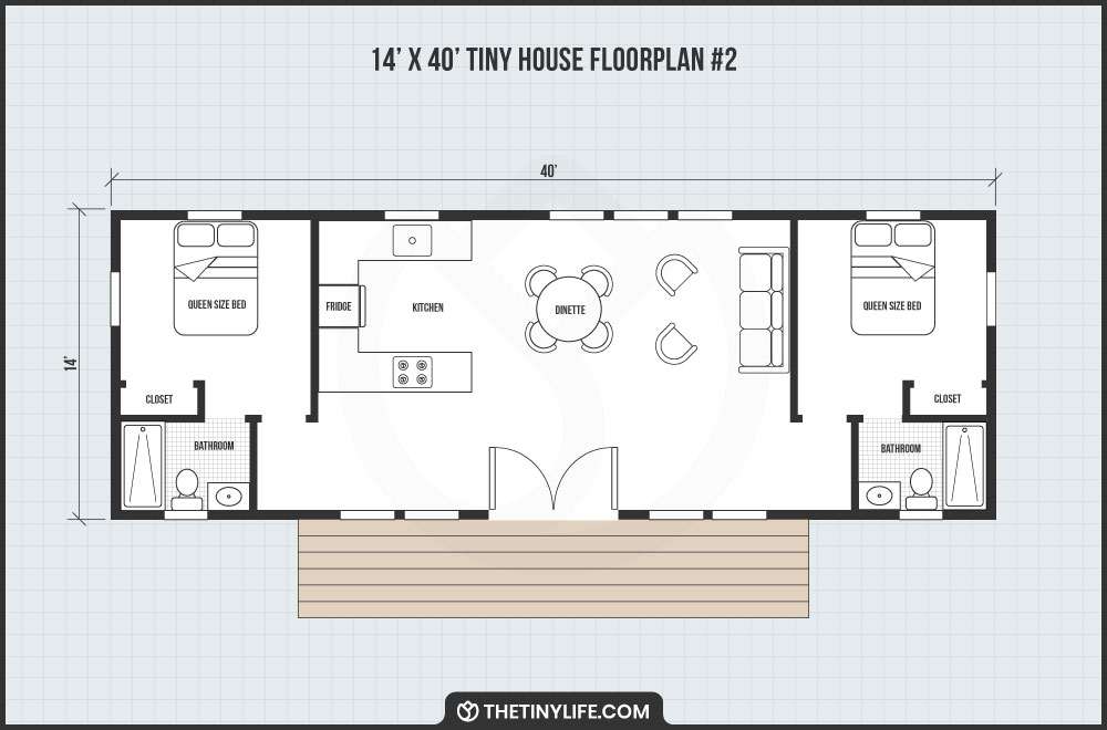 14x40 tiny house plans two master bedrooms