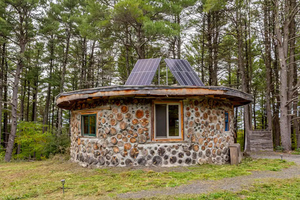 Cordwood Home With Solar Panels