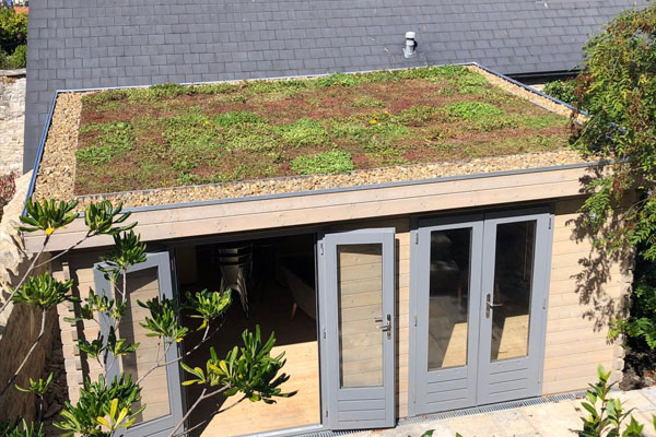 Flat Green Roof On House