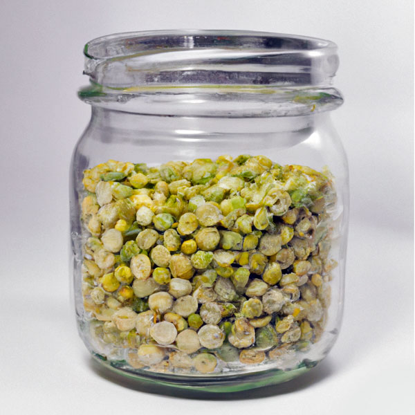 dehydrated peas in a mason jar