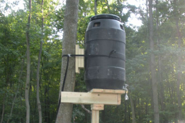 off grid shower water barrel