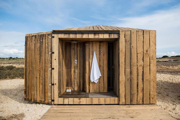 outdoor shower with roof