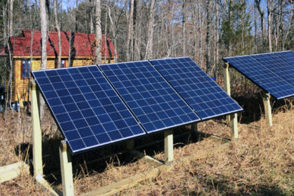 solar panels on an off grid homestead